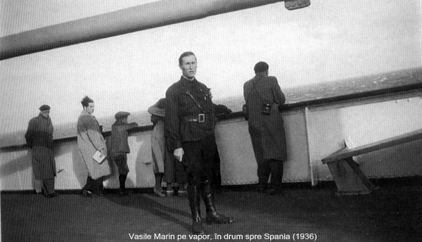 Vasile Marin pe vapor, n drum spre Spania pentru a lupta mpotriva trupelor comuniste (toamna anului 1936)
